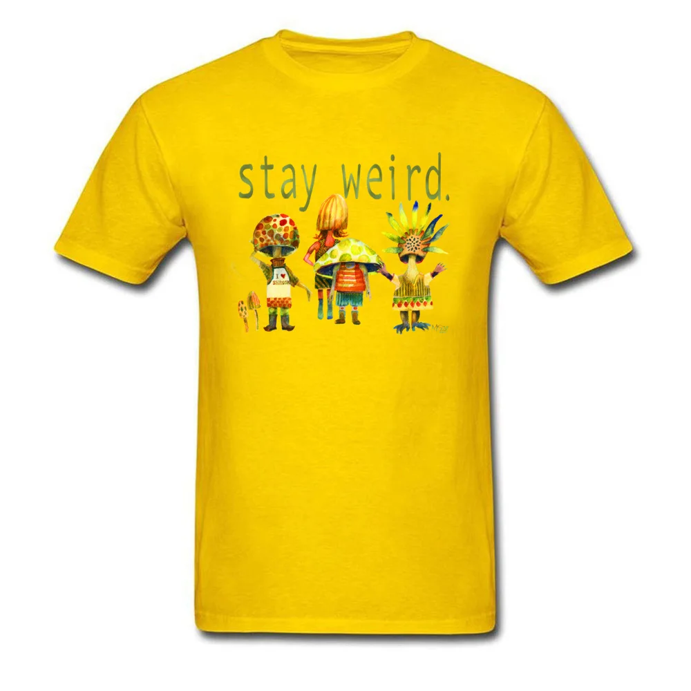  Mens Tshirts Europe Design T Shirt 100% Cotton Crew Neck Short Sleeve Summer Tee-Shirt April FOOL DAY Wholesale Stay Weird Mushroom Heads by dotsofpaint yellow