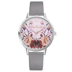 Кварцевые женские часы наручные часы кожаный ремешок аналог Кварцевые Reloj femen