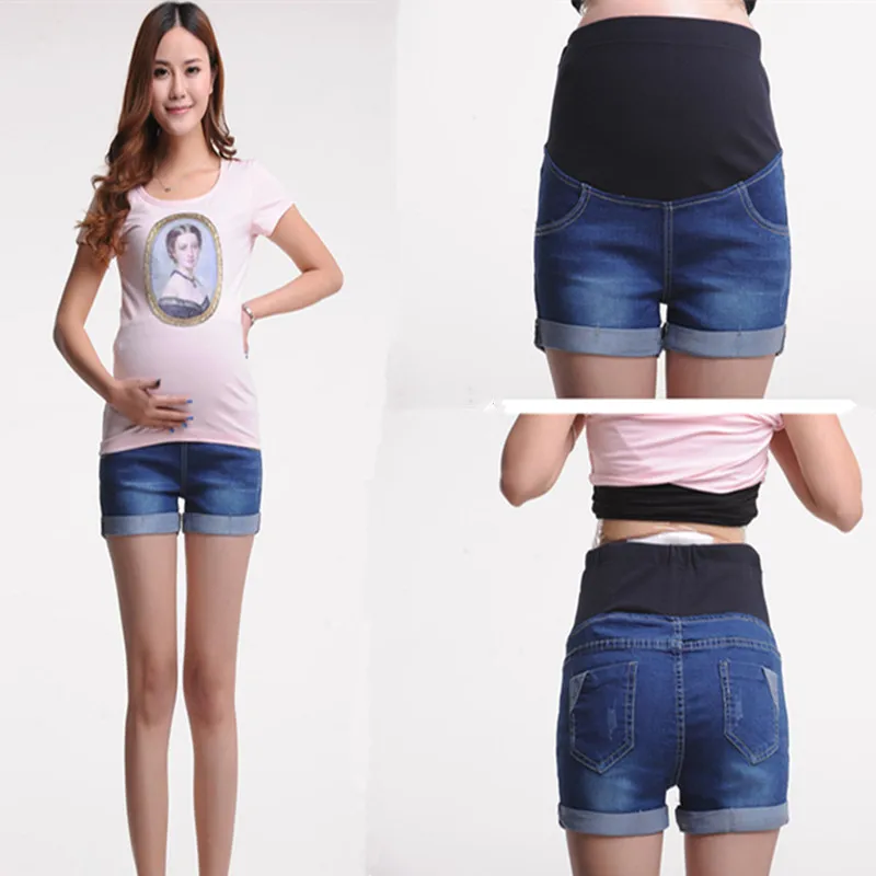 Новинка, сексуальные джинсовые шорты для беременных, летние джинсовые штаны для беременных, Одежда для беременных, эластичные брюшные джинсы