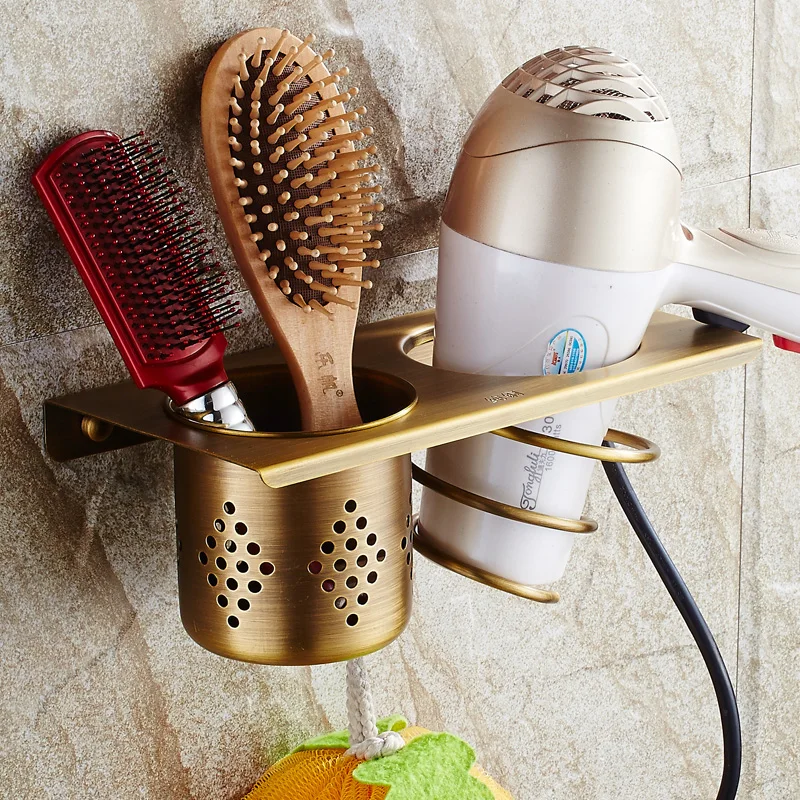 Antique Copper Hair Dryer Shelf European Bathroom Shelf Vintage Wall