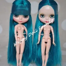 1" Обнаженная кукла Blyth с Соединенным телом, Изумрудный ПАИК-Каре DA16, цвет век и Макияж на лице случайный