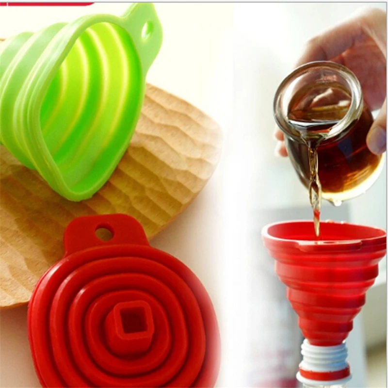 

Household food grade silicone folding telescopic neck funnel liquid filling funnel Liquid Essential Oil Filling Empty Bottle
