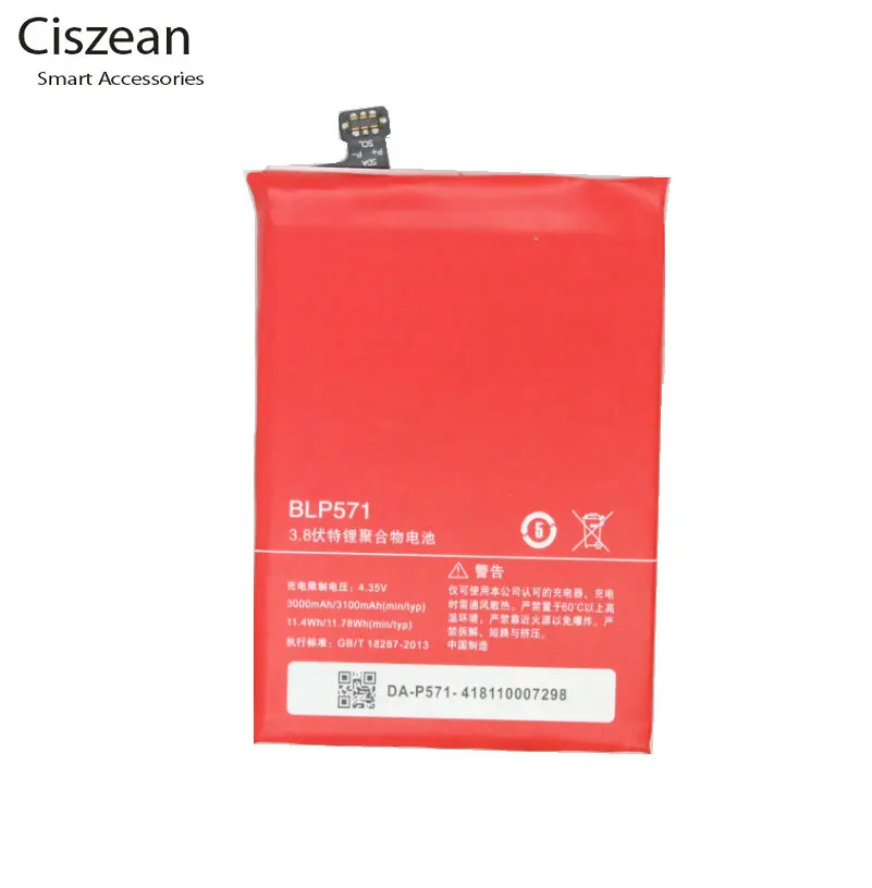 

Ciszean High Capacity 3000mAh Mobile Phone Battery BLP571 BLP 571 Rechargeable For Oneplus One 1+ One plus Batteria