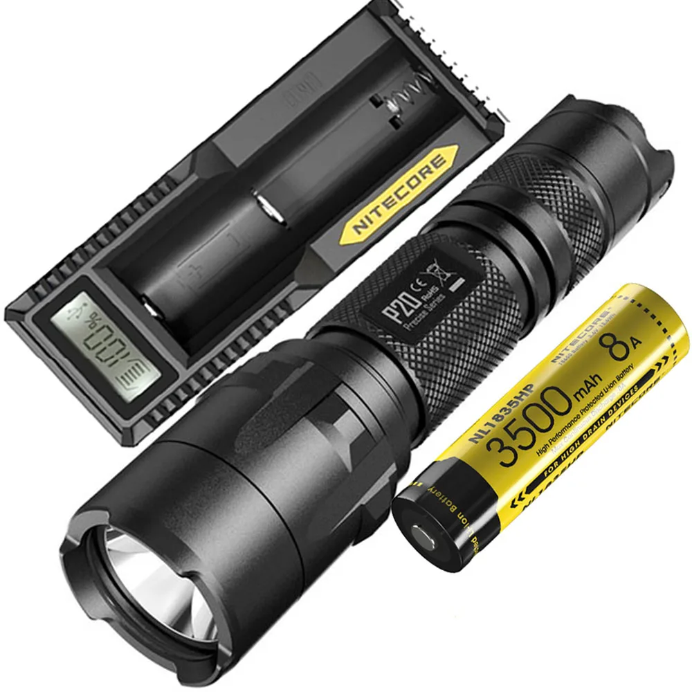 

NITECORE P20 Flashlight CREE XM-L2 (U2) max 800 lumen beam throw 210 meter tactical torch + 18650 3500mAh battery UM10 Charger