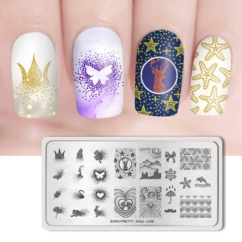 

BORN PRETTY Rectangle Nail Stamping Plates Lace Flower Animal Pattern Nail Art Stamp Stamping Template Image Plate Stencils