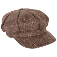 Пункт восьмиугольная шляпа Женская Ретро Искусство плед утка язык художника шляпа модная вогнутая короткая