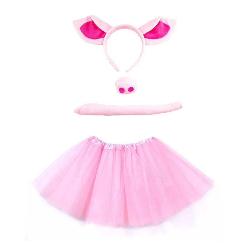 Purim Girl Pink Pig Cosplay Headband Tutu Skirt Tie Tail Set Kids Children Birthday Party Gift Costume Halloween Carnival Purim Girl Pink Pig Cosplay Headband Tutu Skirt Tie Tail Set Kids Children Birthday Party Gift Costume Halloween Carnival