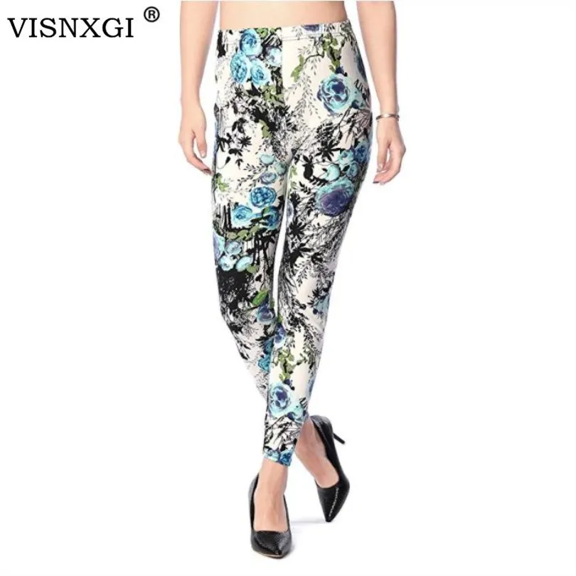 

VISNXGI Fitness Leggings Pants Women Workout Leggings Printed High Elasticity Leggins Trouser For High Stretch Casual Legging