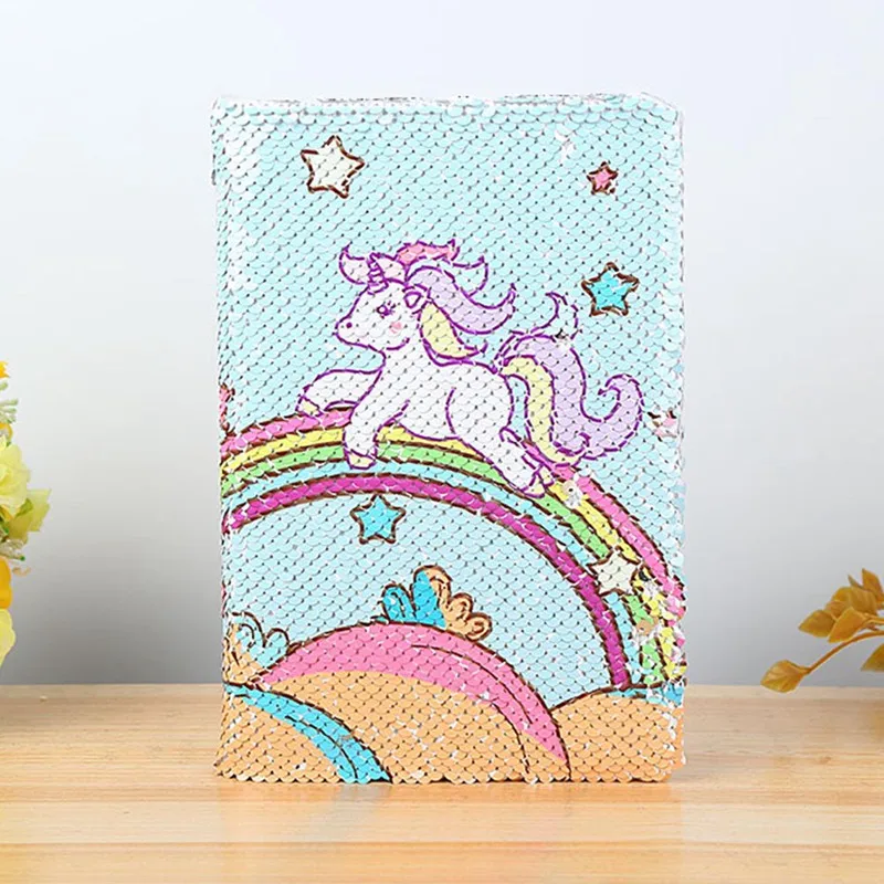 

New A5 Notebook Color Reversible Sequin Unicorn Diary Notebook 78 Page Notebook Journal DIY Personal Diary