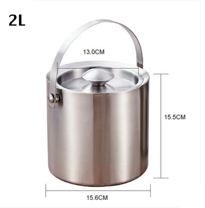 Stainless Steel Ice Bucket With Tongs-Silver Barware Great for parties, weddings, and dinner parties