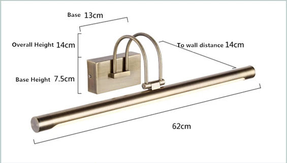 Современный бронзовый внутренний светодиодный настенный светильник с верхним зеркалом, бронзовый светодиодный светильник с изображением, светильники длиной 45-75 см, светильник для ванной комнаты WML022
