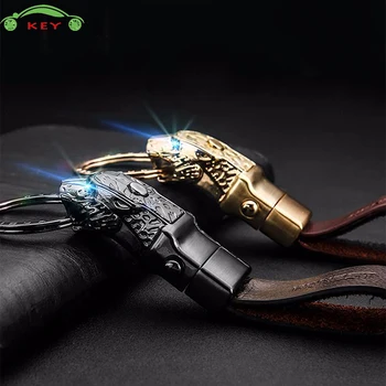 

Car Leopard Head Led Light Keychain Auto Men Keyring Key Ring for Renault Mazda Lexus Volvo Skoda Fiat Jaguar Jeep Nissan SAAB