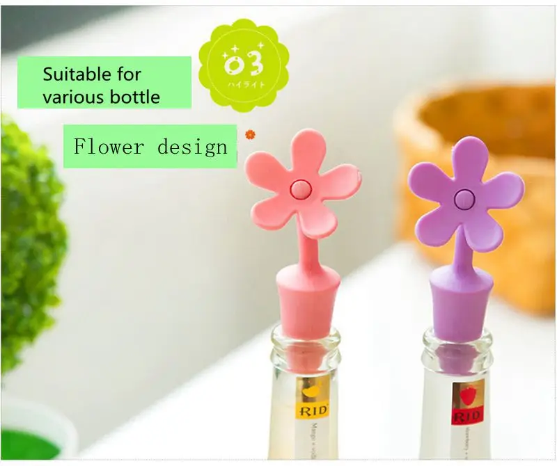 Creative Flower Design Bottle Stopper Colorful Silicone Wine Stopper Vacuum Sealed Champagne Drinks Bottle Caps Wine Pourer Stop