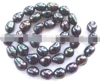 

wan 00653 7x9mm black freshwater Pearl freeform oval beads 14" 5pc