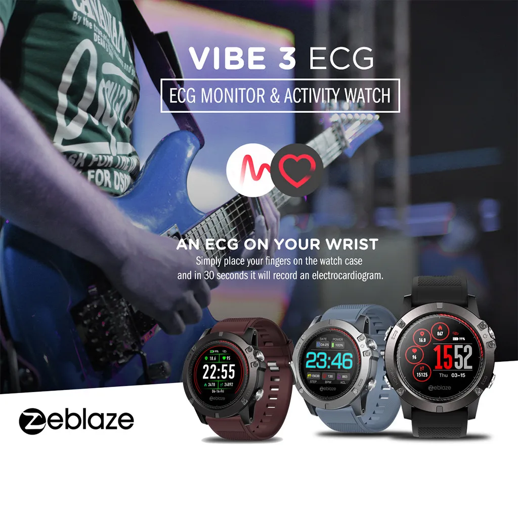 Смарт часы для мужчин Vibe 3 ECG водонепроницаемый IP67 фитнес трекер сердечного ритма