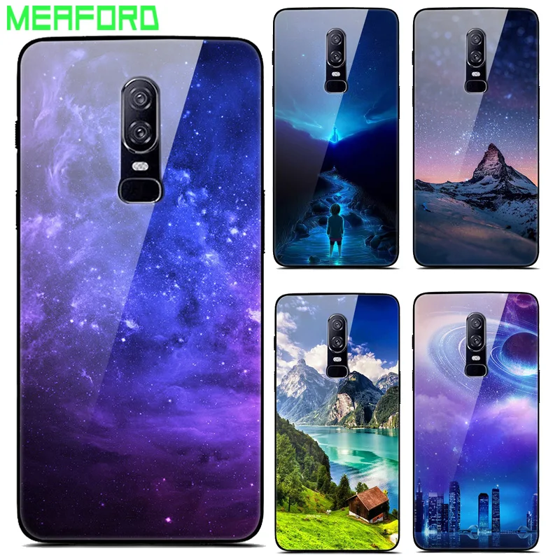 

For Oneplus 6 Case Tempered Glass Planet Space Cover Glass Back Case for One plus 6 Oneplus6 Coque Shell Oneplus 6 6.28 Fundas