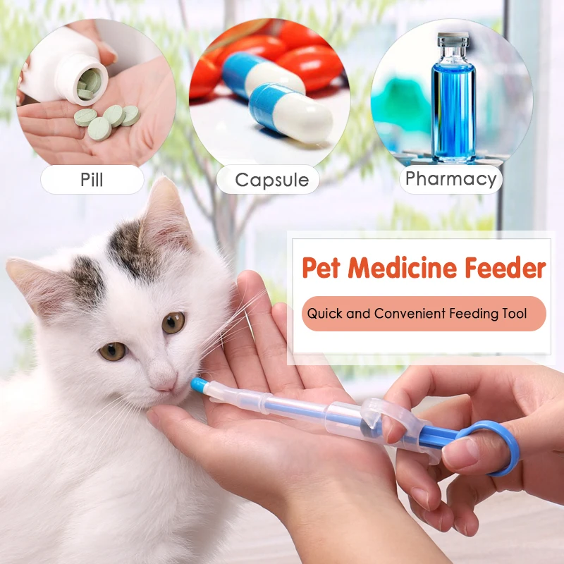 1PC Dog Cat Medicine Dispenser Leak-proof PP Pills Capsule Tablet Pusher Feeding Injection Needle Kit Pet Puppy Dog Feeder