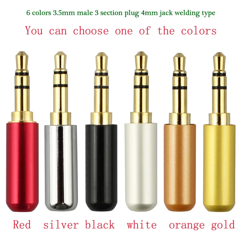 

1PC 6 Colors Can Be Selected 3.5mm Male 3Section Plug 4mm Jack Welding Audio Headset AUX Line Terminal DIY Connector Accessories