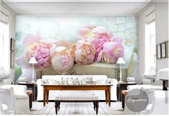 3d комнате обои на заказ росписи Нетканые стикер 3 D Книги на цветущие розовые цветы живопись фото 3d настенные фрески обои