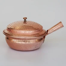 Чистая медная кастрюля с рисовой мукой Лапша для супа риса сковорода с одной ручкой ручной работы маленькая кастрюля с крышкой Кастрюля газовая плита
