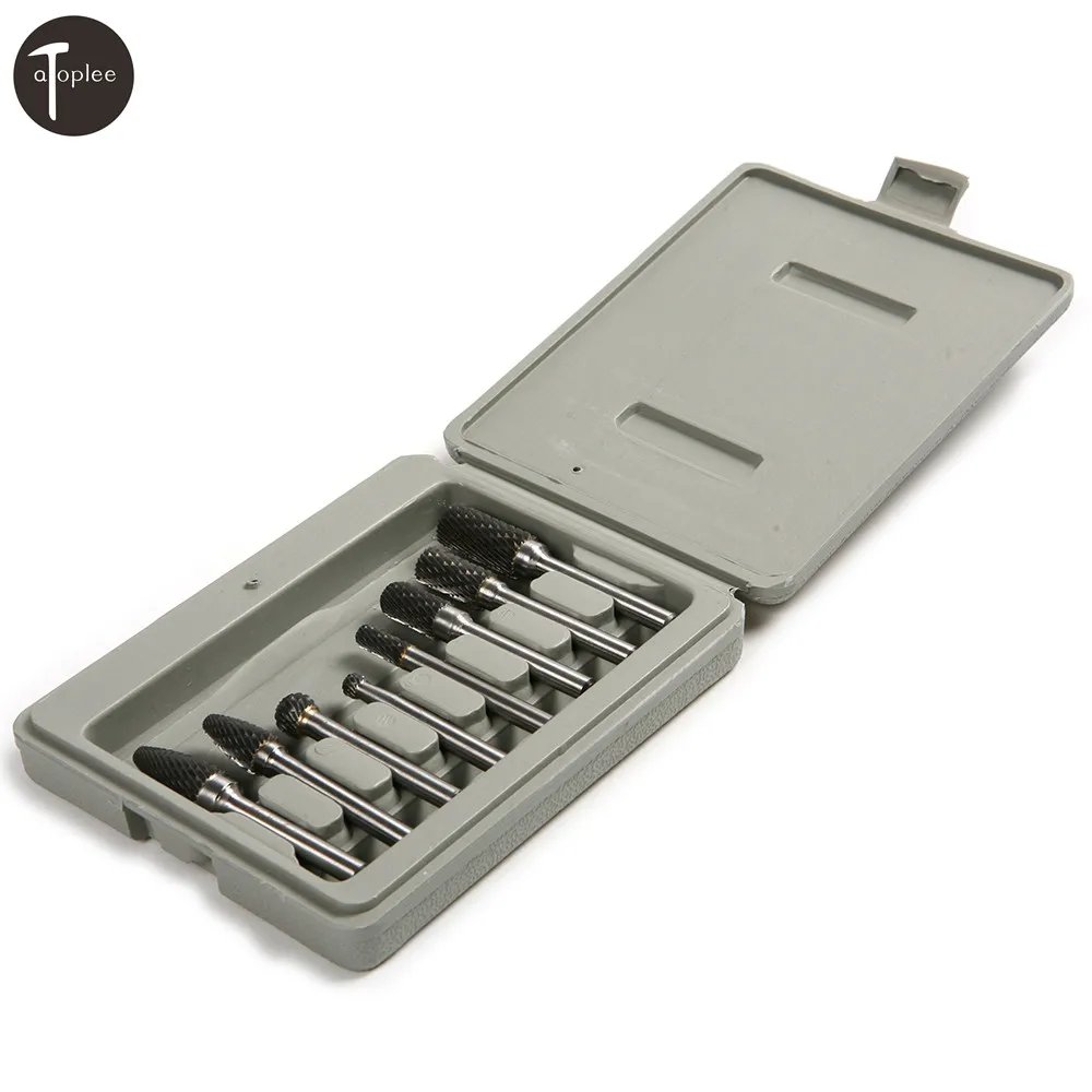 Atoplee 8PCS/set 6mm Shank Tungsten Carbide Rotary Burs Grinding Rotary Cutter File Tungsten Carbide Rotary Files Tool steel tungsten carbide grinding head rotary grinders milling cutter 3 4mm file carving wood