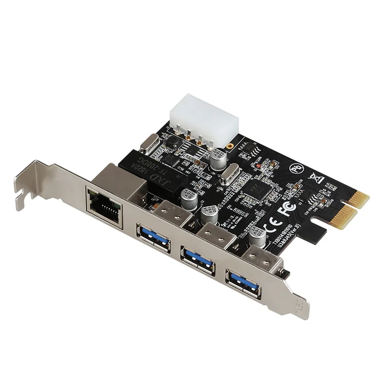 DIEWU PCI Express RJ45 подключение к сети и 3 порта USB3.0 PCIe riser card по лучшей цене