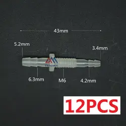 12 шт. 3mm-m6-4mm прямо снижения разъем Пластик колючей снижение разъем метрики Материал pp