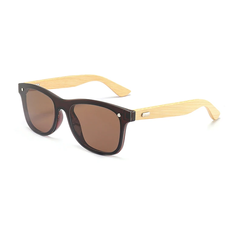 Квадратные женские солнцезащитные очки Зеркальные Солнцезащитные очки Мужские Винтажные бамбуковые очки деревянные модные очки цветные линзы для глаз - Цвет линз: brown