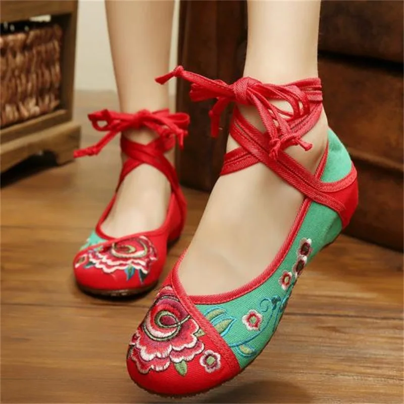 Canvas Size(34 41) black+red+green Chinese style flower breathable ...