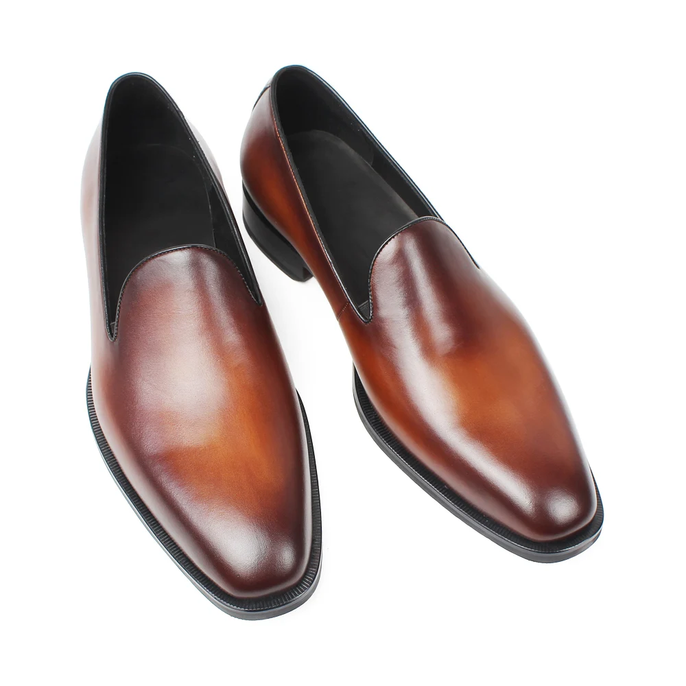 Sólidos Mocassins Vintage Masculino Hombre De Zapatos Dos Sapato Couro Verão Moda Vikeduo Escritório Genuíno Clássico Casamento Homens Do Brown Sapatos BqC6wAWtR