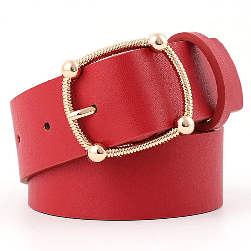 

New pattern personality Buckle Solid Metallic female fashion Restoring collocation Dress belt Four colors Choice