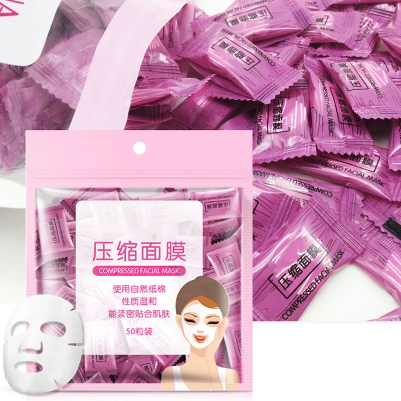 

50 pcs Compressed Face Mask Paper Disposable Facial Masks Papers Natural Skin Care Wrapped Masks
