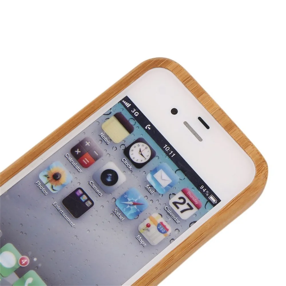 

5 Pcs New Natural Bamboo Wood Hard Back Case Protector Cover Case Mobile Phone Shell for Apple iPhone 4/4 S