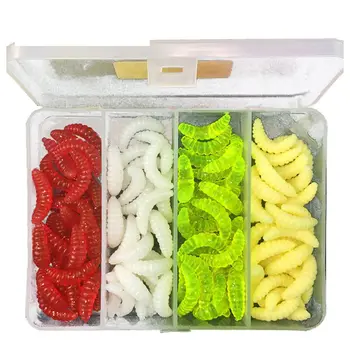 

100pcs/lot 4 Colors Maggot Grub Worm Silicon Soft Worm Fishing Baits Pike Fishing Lure Love-youly love isca artificial soft #8