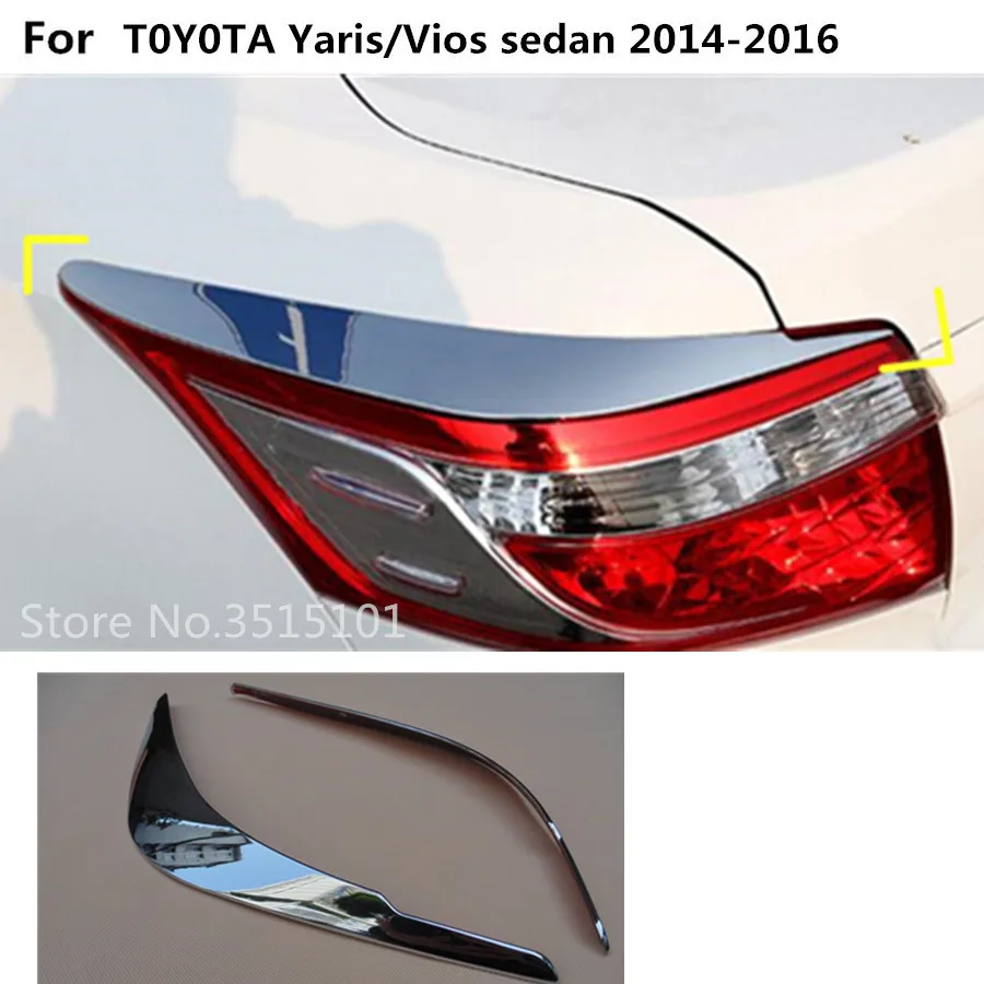 

Car body Rear tail back eyebrow Light lamp frame stick chrome ABS cover trim panel 4 For Toyota Vios/Yaris sedan 2014 2015 2016