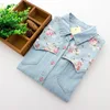 Autumn Denim Blouse Plus Size 4XL Women Loose Tops Flower Print Patchwork Jeans Blouses Long Sleeve Vintage Shirts Blusas AB327 3