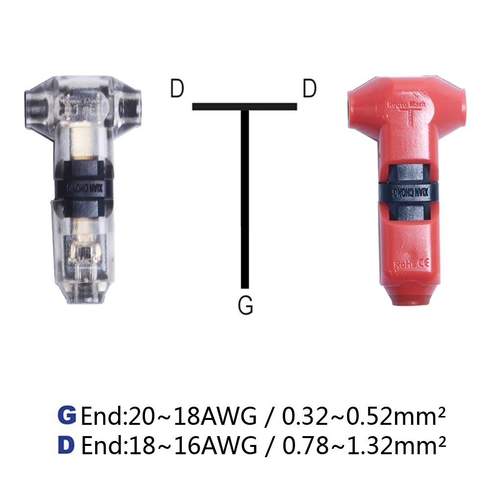 Электрический светодиодный соединительные разъёмы для проводов для 16AWG 18AWG без полосатая проволока ОБЖИМНАЯ советы кабельных наконечников обуви шотландский замок быстрое соединение