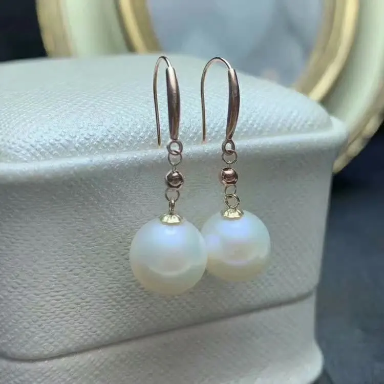 

shilovem 18k yellow Natural freshwater pearls Drop Earrings fine Jewelry women trendy anniversary Christmas gift myme9-9.500zz