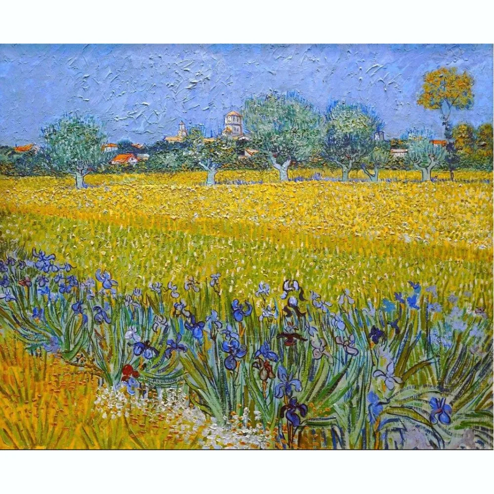 

Van Gogh Painting "View of the Arles with Irises" DIY Full round Diamond Painting Cross Stitch rhinestones Home Decor