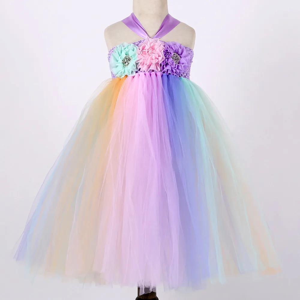 Pastel Unicorn Clothes Girl Summer Long Ankle Length Sleeveless May Little Pony Costume Dress for Girls Party Dresses Age 10 12 (2)
