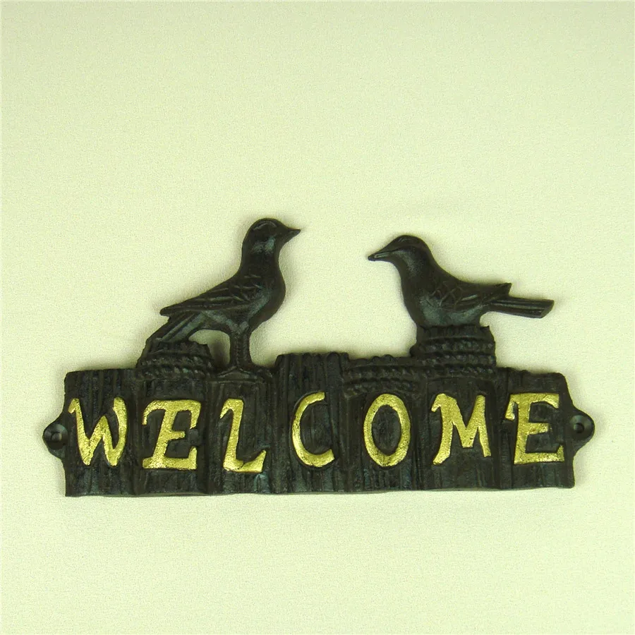 Cast Iron Seagull and Stake Welcome Plaque Metal Ornament Gift Craft Embellishment Accessories for Garden Door Decor | Дом и сад