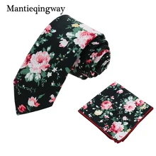 Mantieqingway красочные цветочные галстуки и носовой платок хлопковый набор Карманный квадратный галстук и бабочка и 6 см обтягивающие Галстуки свадебные костюмы подарки