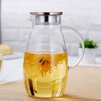 

1500ml 2000ml large-capacity transparent glass teapot heat-resistant glass tea set summer juice pot big penguin cold water