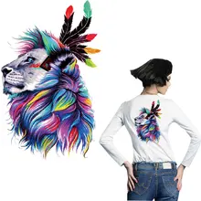 

feather lion patches for clothes animal head stickers iron on transfer for T-shirt hoodie jeans diy accessories parches ropa