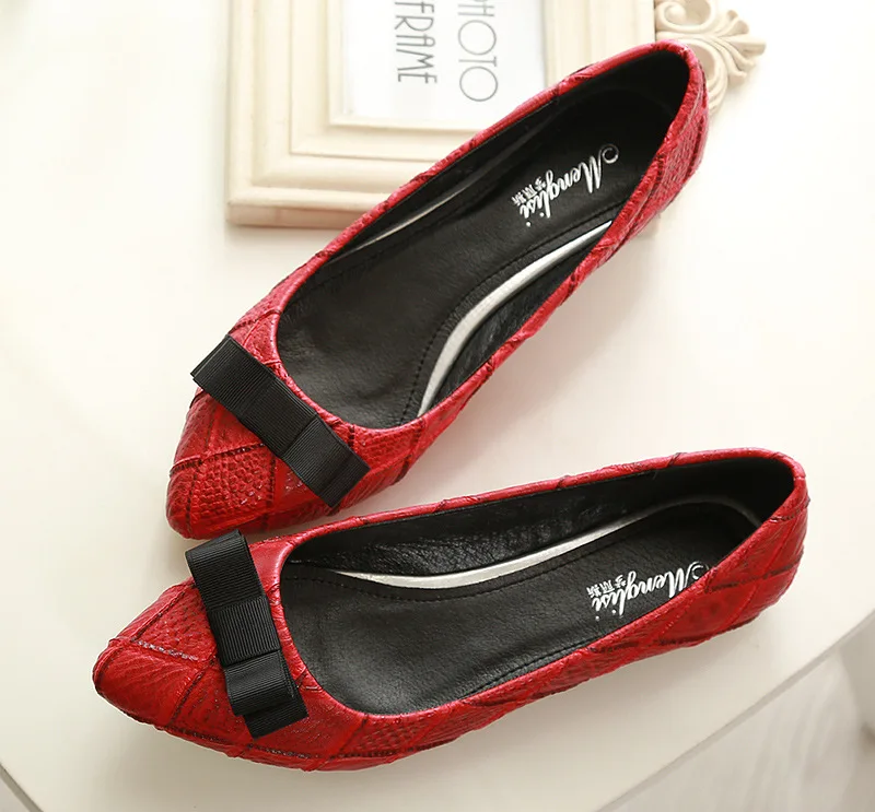 

Spring Flat Woman ,Pointed Toe Single Shoes, Girl Casual Driving Soft Flats Shoes ,Plus Size 42 42 44 45 Bowtie Boat Shoes