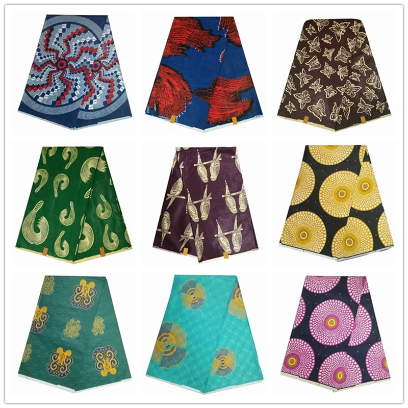 

High quality jacquard batik fabric 100% cotton soft bazin fabrics 6 yards/pcs guarantee african real print fabric for party