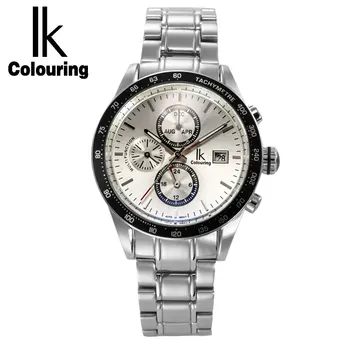 

Ik coloring men watch mechanical calendar luminous silver complete steel automatic fashion watches casual men watch montre homme