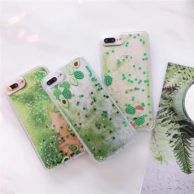 Bling Блеск арбуз авокадо чехол для iPhone X XR XS Max течет жидкость фрукты задняя крышка для iPhone 6 7 8 S плюс Bling Блеск арбуз авокадо чехол для iPhone X XR XS Max течет жидкость фрукты задняя крышка для iPhone 6 7 8 S плюс