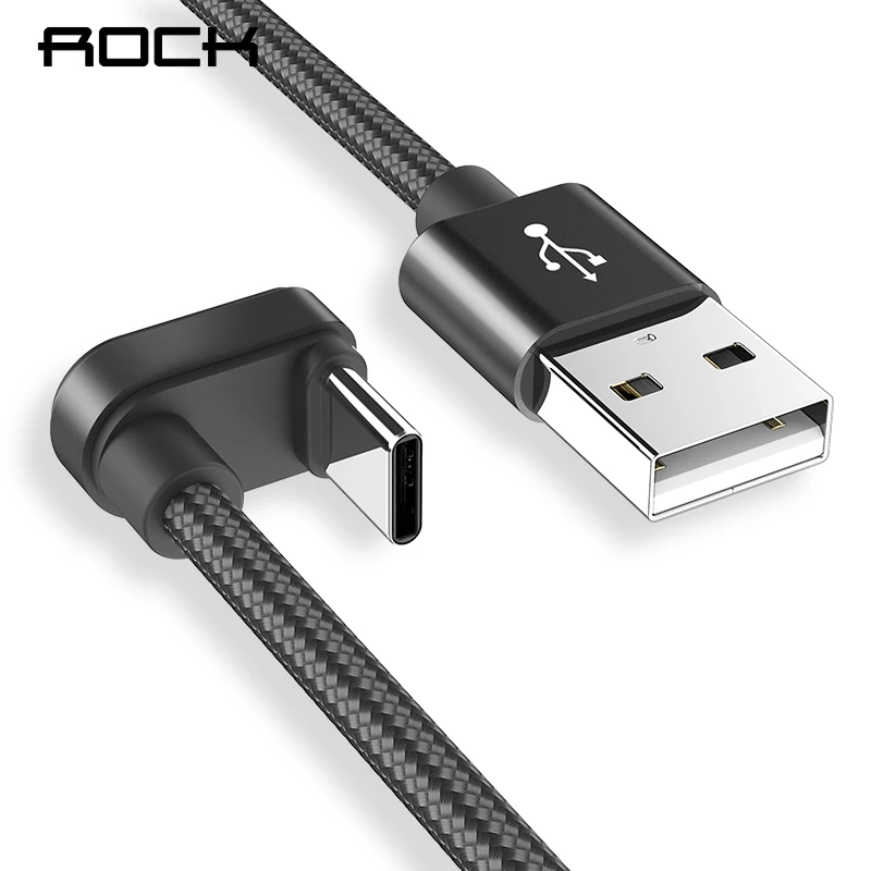 

ROCK USB Type C Cable for Samsung Galaxy S9 S8 Type C Fast Charging Data Cable U Shaped Metal Plug Type-C for Xiaomi 4C
