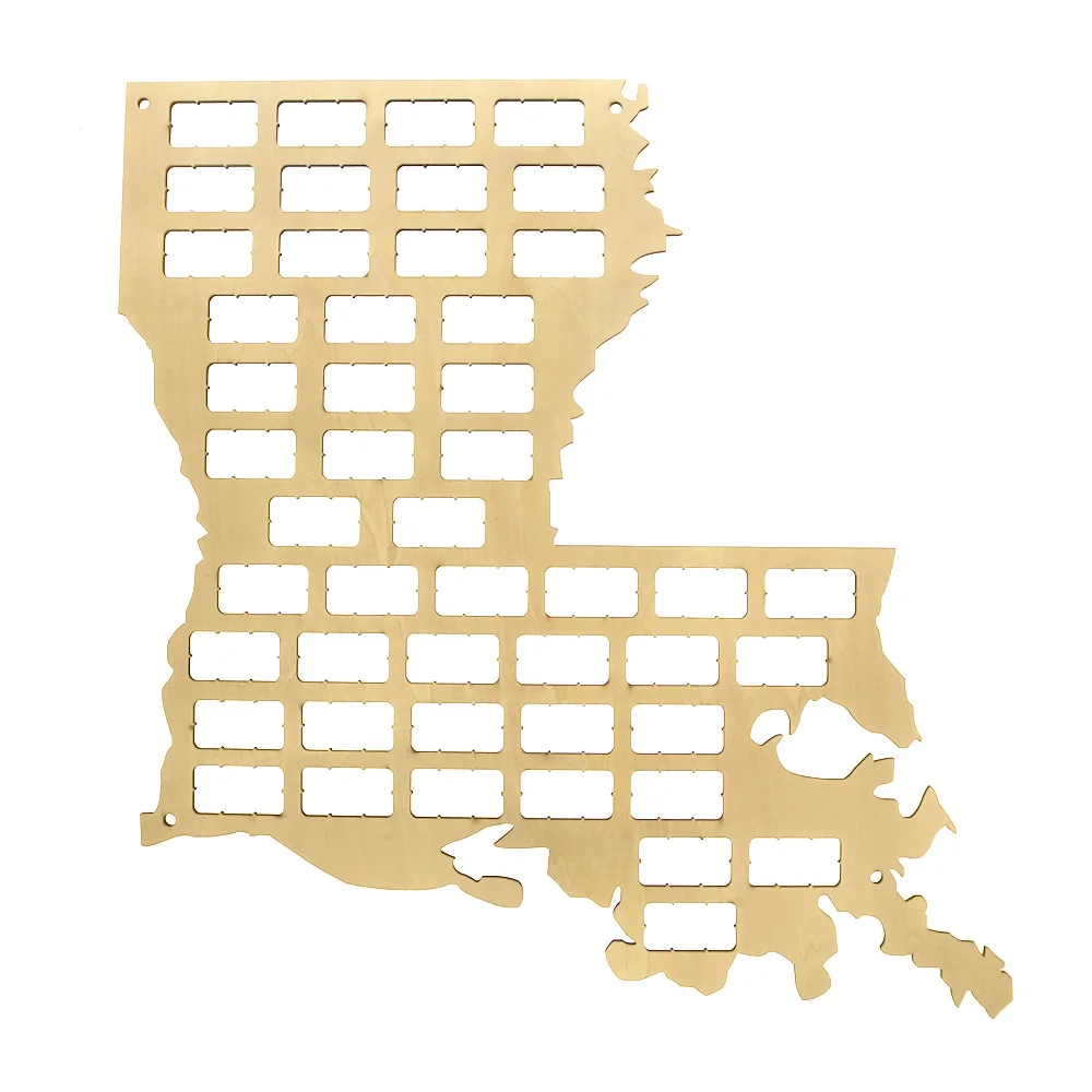 Луизиана, карта винной пробки, США, штат, винная пробка, коллектор, дисплей, пробковая карта, домашний декор, деревянный вырез, настенный, Луизиана, контур